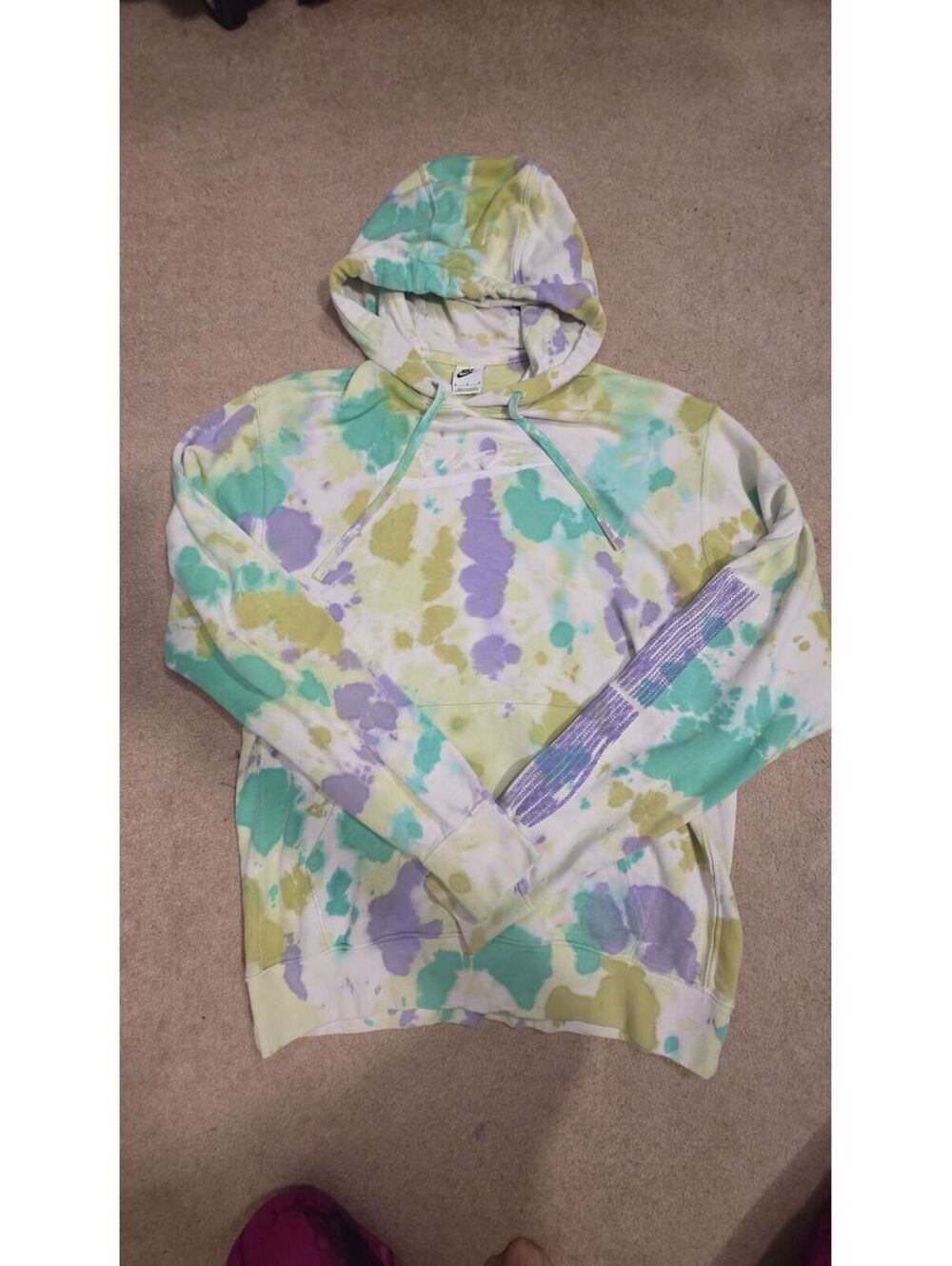 Nike Tie-Dyed Hoodie Green and Purple